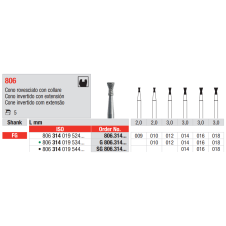 FRAISE CONE INVERSE FG 806-314-012 5 unites