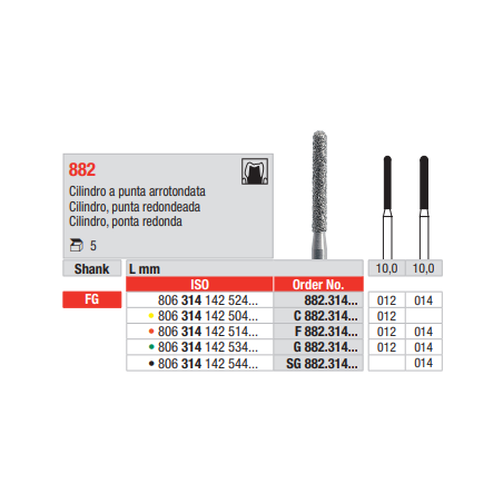 FRAISE DIAMANT G882-314-012 FG 5 unites
