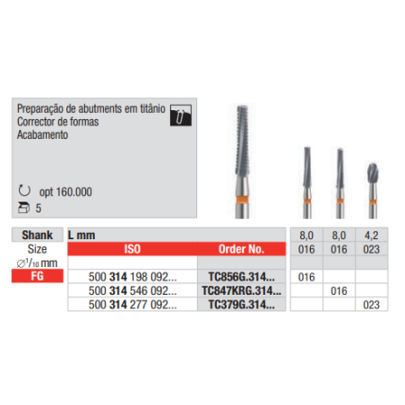 FRAISE TUNGSTENE TC847KRG-314-016 5 unites