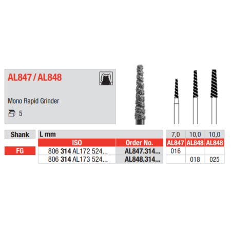 FRAISE DIAMANT AL848-314 5 unites