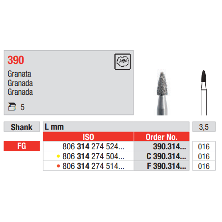 FRAISE DIAMANT F390-314-016 5 unites