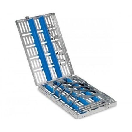 CASSETTE STERILISATION BLEU 6 PINCES