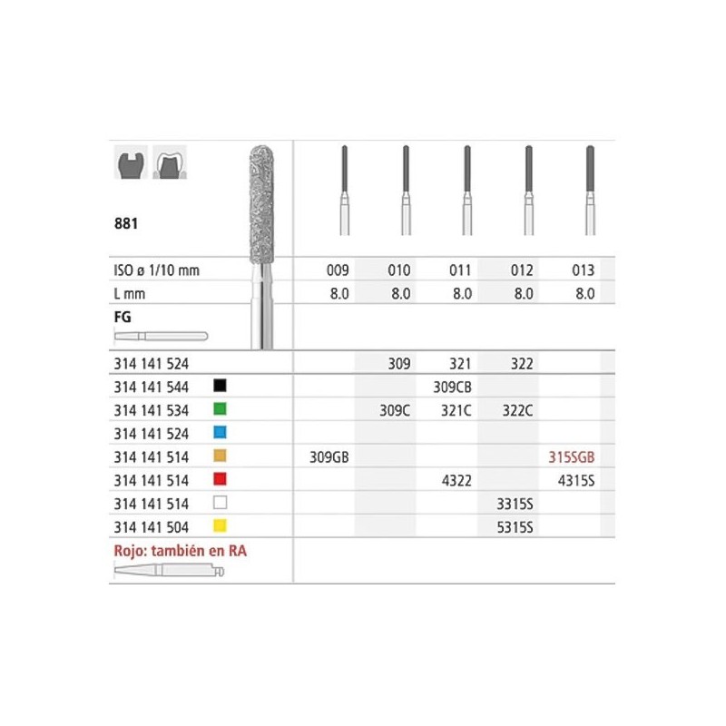 FRAISES DIAMANT GB 881 013 FGSS GRAIN FINE 6 unites