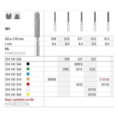 FRAISES DIAMANT GB 881 013 FGSS GRAIN FINE 6 unites