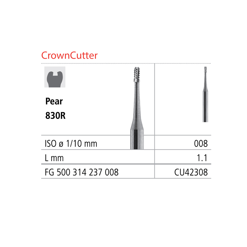 FRAISES DIAMANT 830R 008 FG CROWNCUTTER PEAR  6 unites