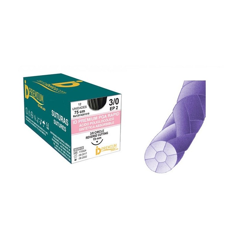 SUTURE PGA RAPID 12 mm 5/0 75 cm 12 Unites