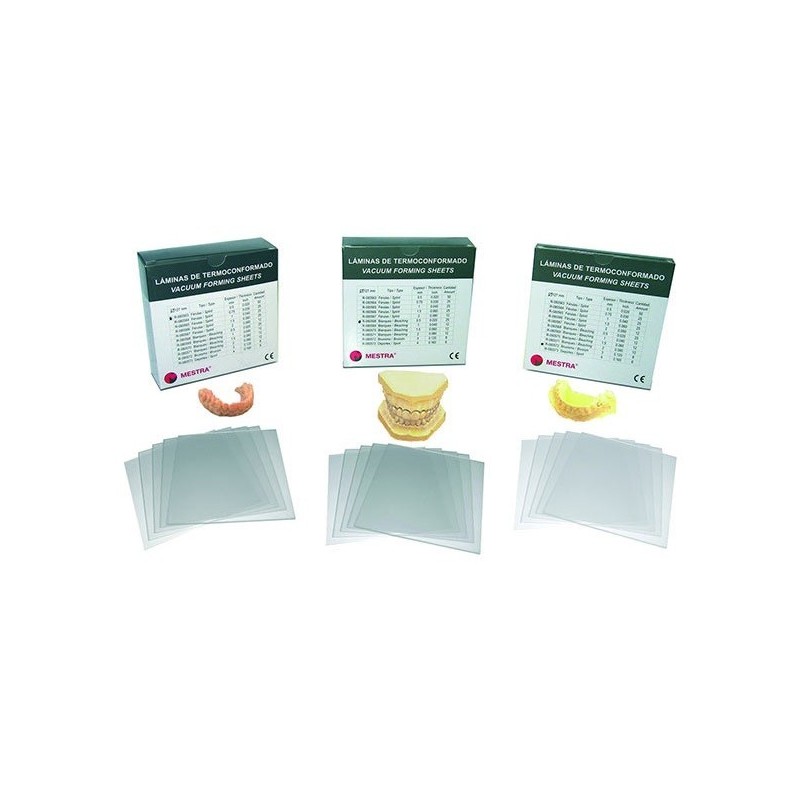 PLAQUES TERMOCONFORMADO CARRE BLANQUEO DOUX 1.0mm 12 unites