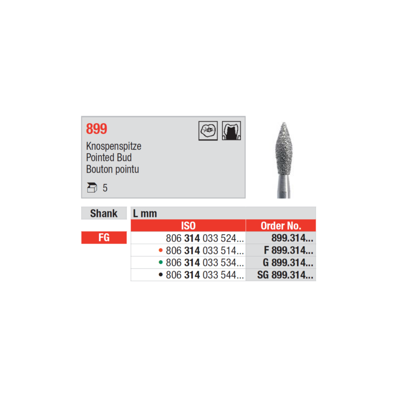 FRAISE DIAMANT FG F899-314-027 5 unites