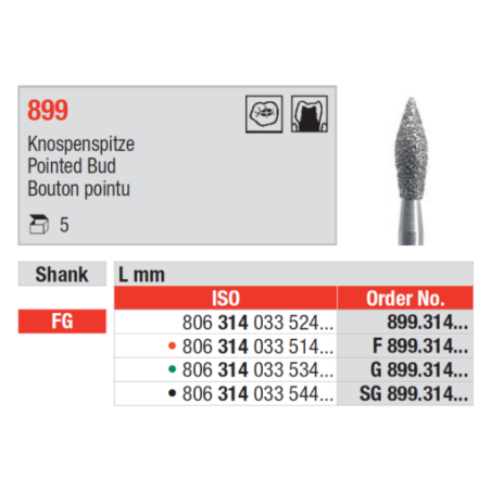 FRAISE DIAMANT FG F899-314-027 5 unites