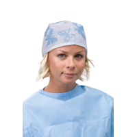 BONNET CHIRURGICAUX BLANC AVEC LIENS AVEC ORNEMENT 100 unites