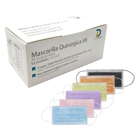 MASQUES CHIRURGICAL IIR COULEURS 50 Unites