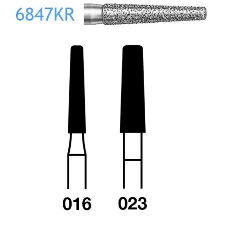 Fraises Diamant Turbine Grain Epais 6847KR-016 Epaule Conique Borde Arrondi 5 Unites
