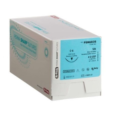 SUTURE SOIE NOIR C-43 1/2 12 unites